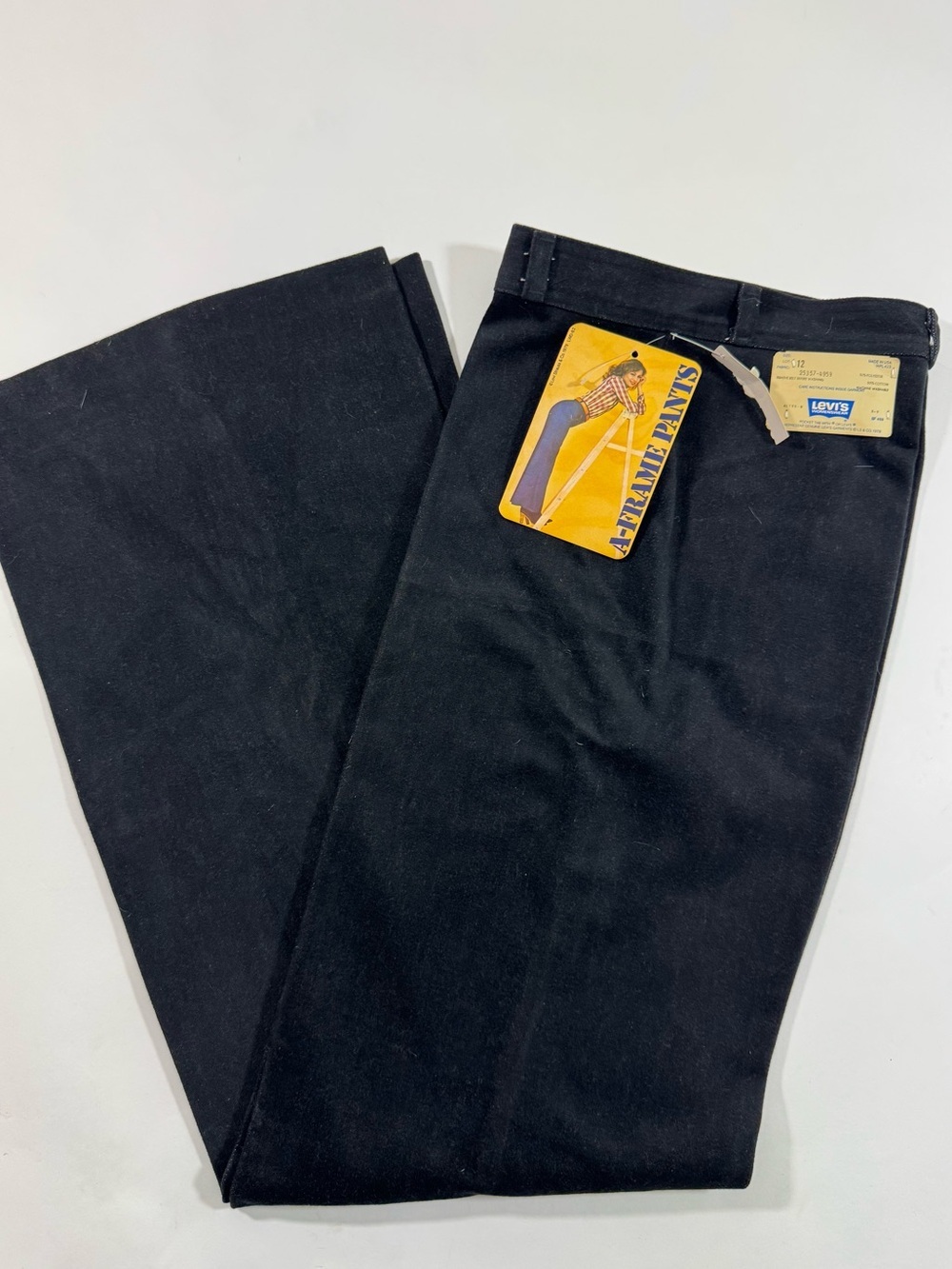 Vintage 1970 Levi’s A Frame Pants Black Flare High Rise Deadstock